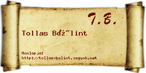 Tollas Bálint névjegykártya